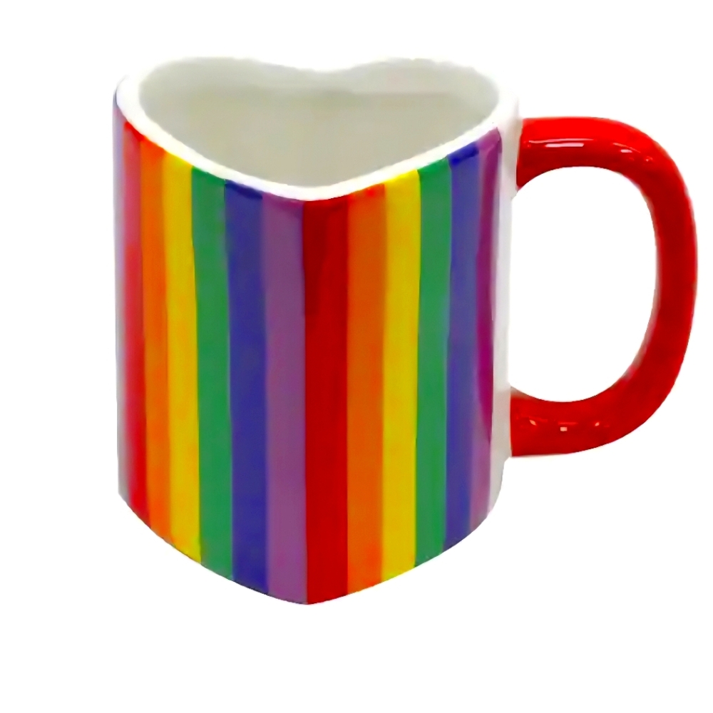 Rainbow Heart-Shaped Ceramic Mug
